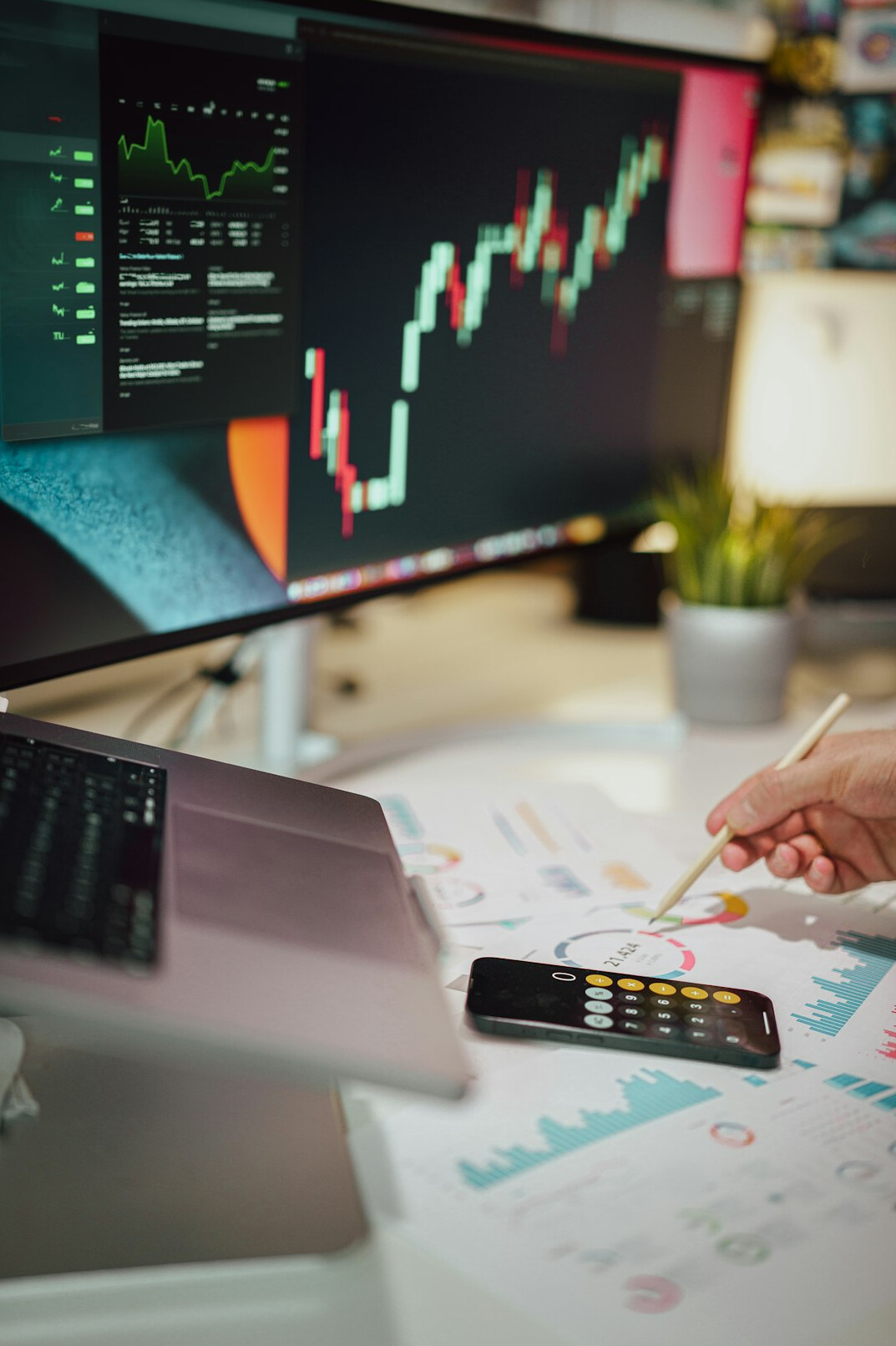 financial charts on computer